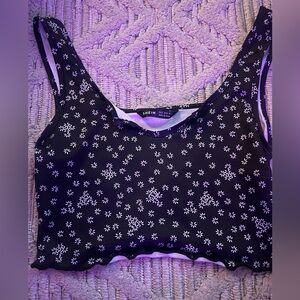 SHEIN Black and White Floral Tank Top